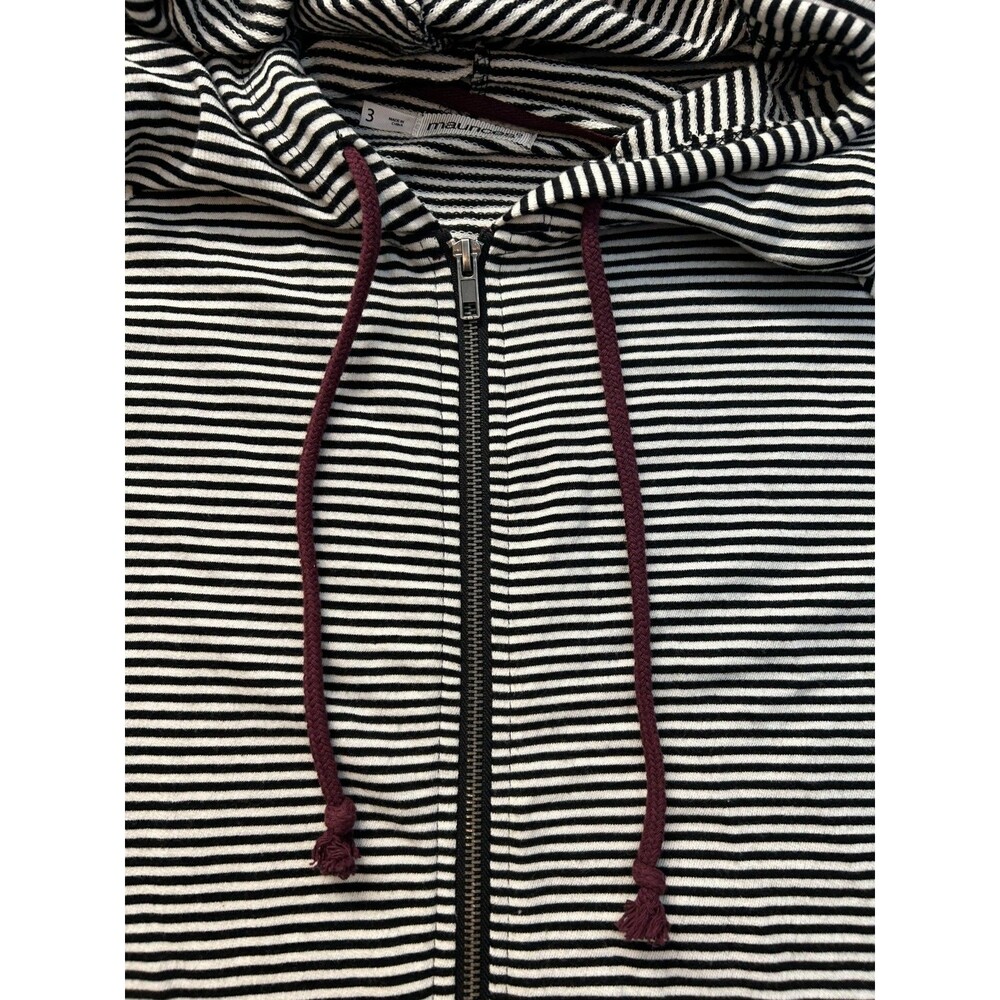 Maurices Womens Plus 3X 22W-24W Striped Zip Up Hoodie Exposed Seam Burgundy Cord